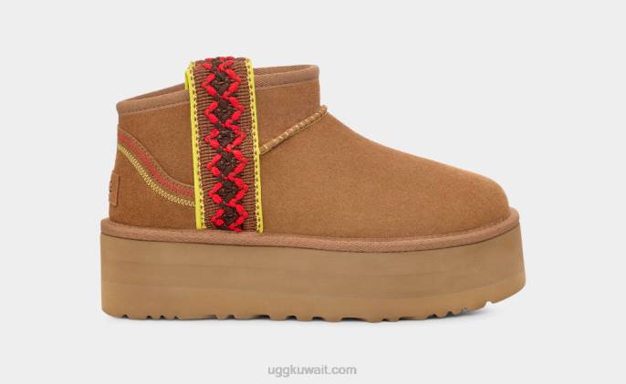 منصة جديلة صغيرة كلاسيكية كستناء نحيف UGG 08HB656