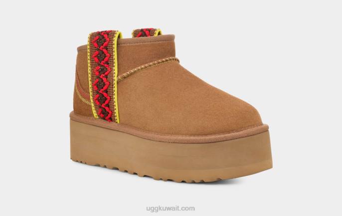 منصة جديلة صغيرة كلاسيكية كستناء نحيف UGG 08HB656