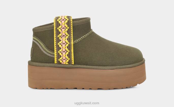 منصة جديلة صغيرة كلاسيكية زيتون محترق نحيف UGG 08HB658
