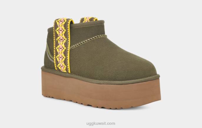 منصة جديلة صغيرة كلاسيكية زيتون محترق نحيف UGG 08HB658
