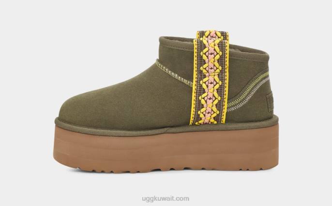 منصة جديلة صغيرة كلاسيكية زيتون محترق نحيف UGG 08HB658