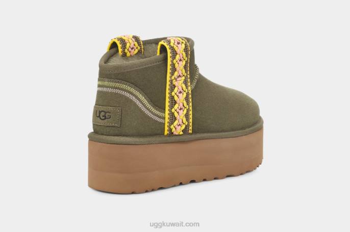منصة جديلة صغيرة كلاسيكية زيتون محترق نحيف UGG 08HB658
