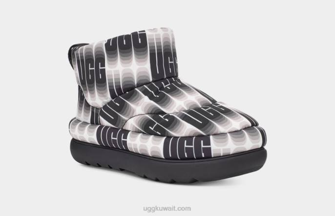 الطول الموجي الكلاسيكي ماكسي ميني أسود / أبيض نحيف UGG 08HB697