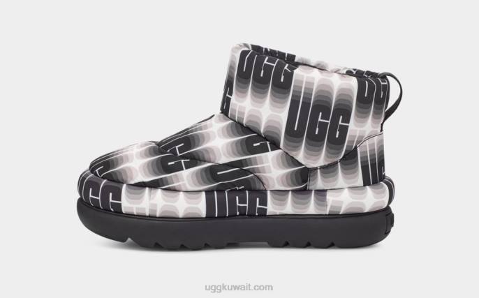 الطول الموجي الكلاسيكي ماكسي ميني أسود / أبيض نحيف UGG 08HB697