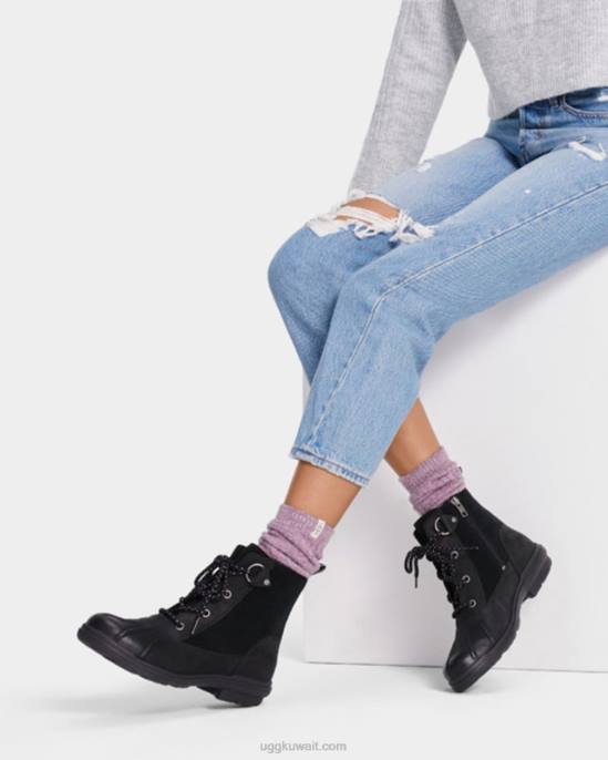 بطة هابسبورغ جلد أسود نحيف UGG 08HB735