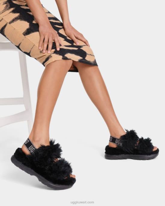 صندل السكر الزغب أسود نحيف UGG 08HB740