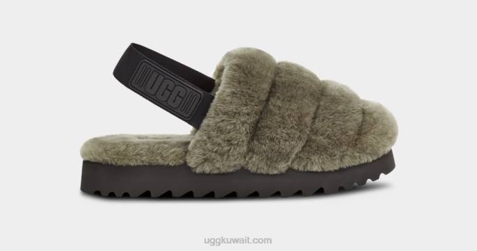 شبشب سوبر زغب زيتون محترق نحيف UGG 08HB801