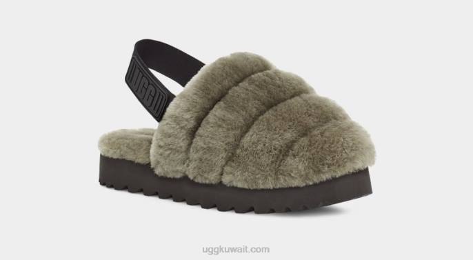 شبشب سوبر زغب زيتون محترق نحيف UGG 08HB801