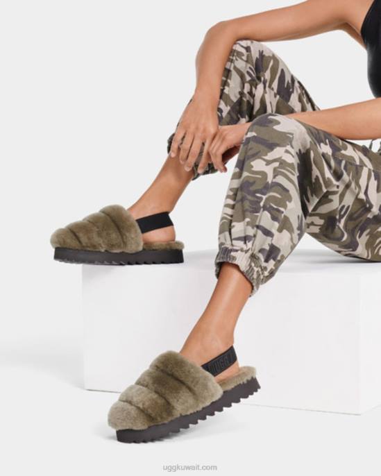 شبشب سوبر زغب زيتون محترق نحيف UGG 08HB801