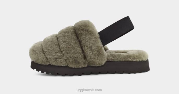 شبشب سوبر زغب زيتون محترق نحيف UGG 08HB801