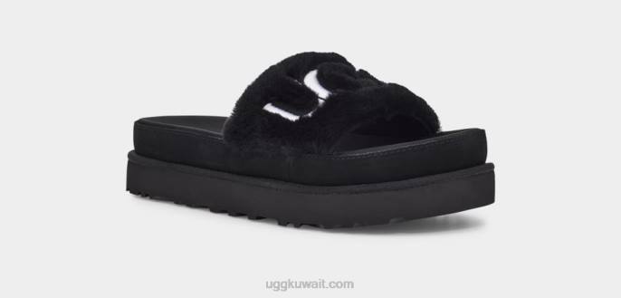 شريحة الفراء اللاتون أسود نحيف UGG 08HB829
