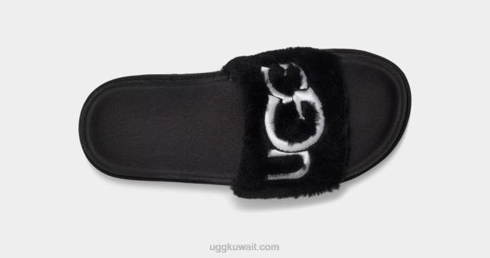 شريحة الفراء اللاتون أسود نحيف UGG 08HB829