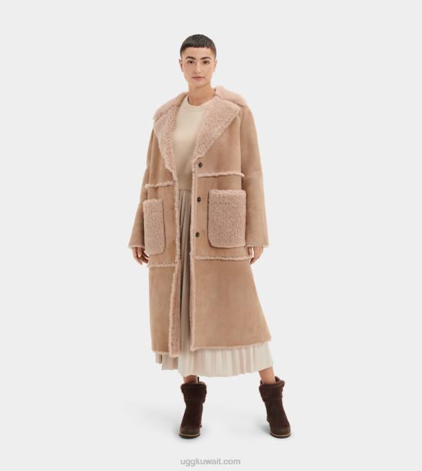 معطف جلد الغنم fayre مزدوج الوجه خشب الصندل نحيف UGG 08HB1169