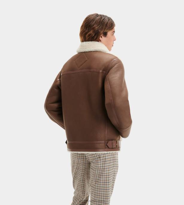 سترة جلد الغنم kaz الكستناء الداكن رجال UGG 08HB274