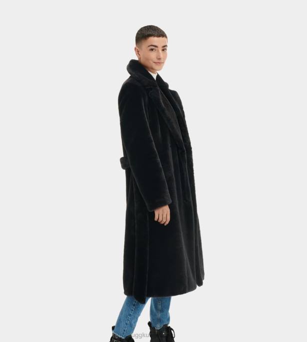 معطف طويل من الفرو الصناعي lucinda الحبر الأسود نحيف UGG 08HB1190