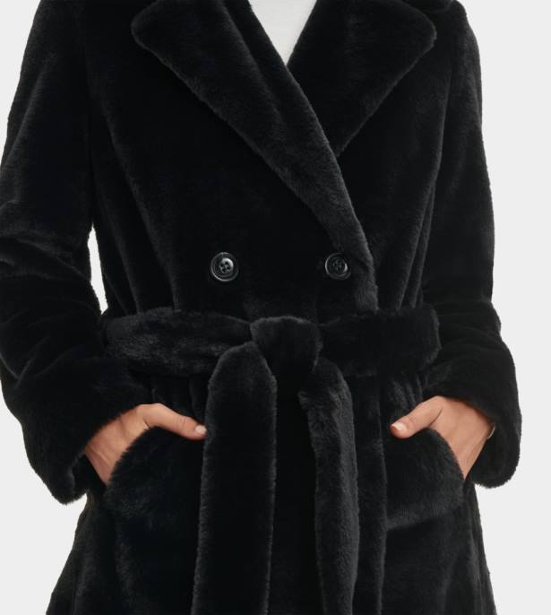 معطف طويل من الفرو الصناعي lucinda الحبر الأسود نحيف UGG 08HB1190