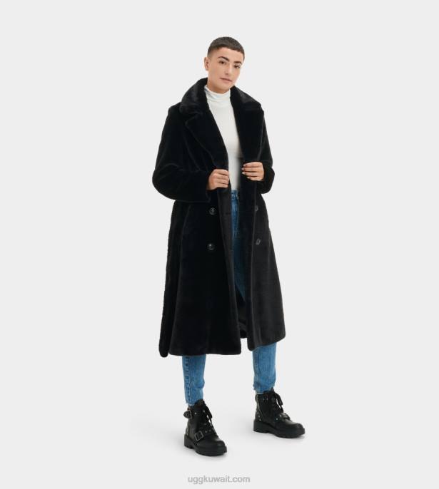 معطف طويل من الفرو الصناعي lucinda الحبر الأسود نحيف UGG 08HB1190
