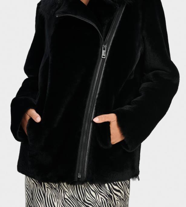 نادين سترة قصيرة shearling أسود نحيف UGG 08HB185