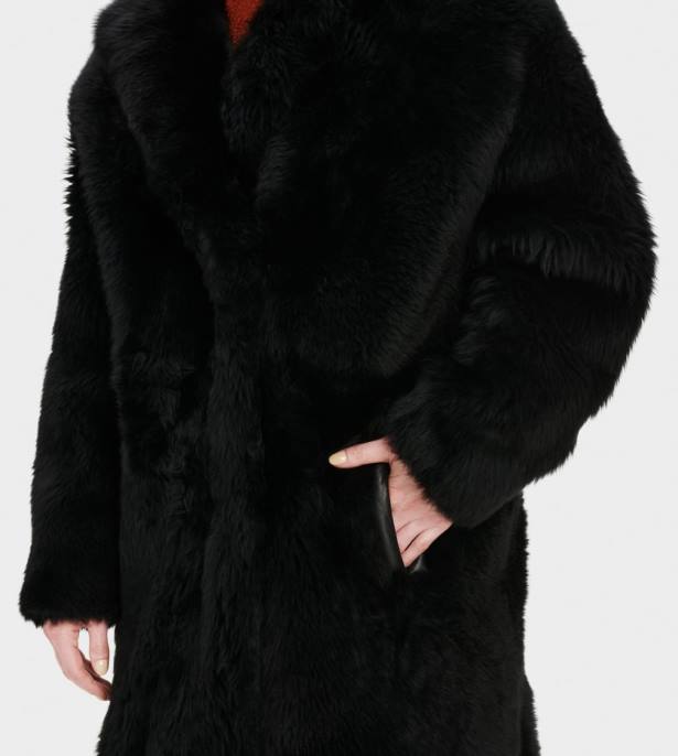 معطف طويل shearling esme أسود نحيف UGG 08HB1174