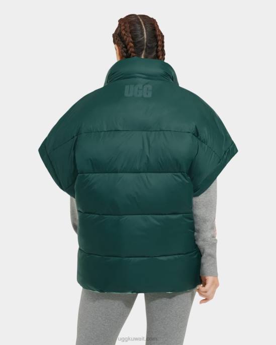 سترة منفوخة بوجهين من sydnee قاع البحر / الربيع الأخضر نحيف UGG 08HB1223