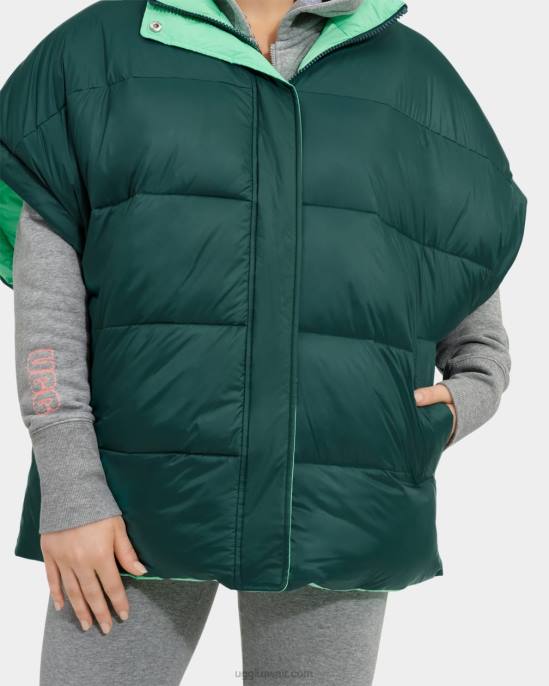 سترة منفوخة بوجهين من sydnee قاع البحر / الربيع الأخضر نحيف UGG 08HB1223