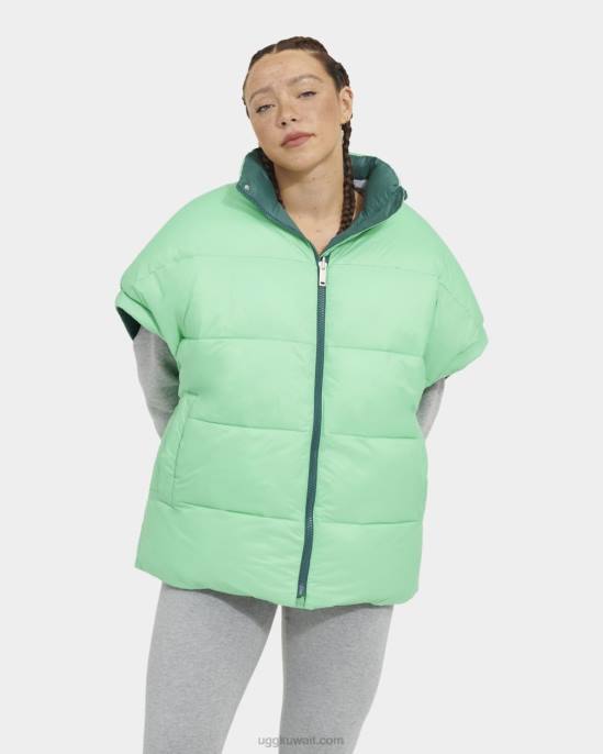 سترة منفوخة بوجهين من sydnee قاع البحر / الربيع الأخضر نحيف UGG 08HB1223